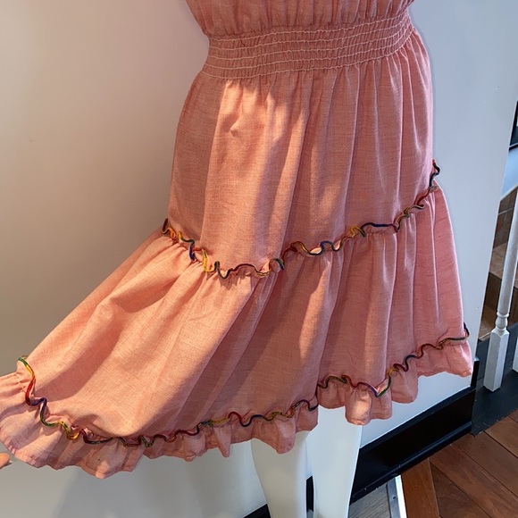 NEW** 70s Vintage Pink & Rainbow Ruffle Dress - Picture 5 of 14